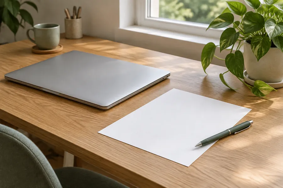 Espacio de trabajo ilustrativo para redactar un CV