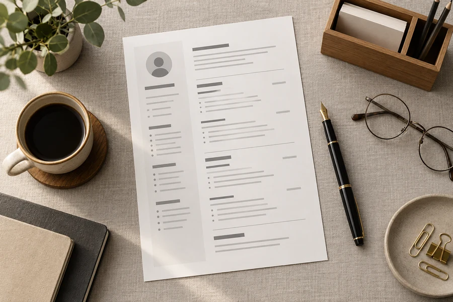 Cena de mesa ilustrativa para o guia: Como escrever um CV para a Alemanha: as convenções que importam