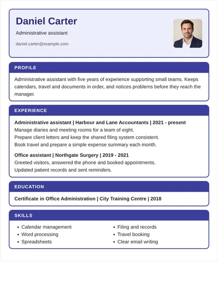 Administrative assistant - Boxed Layout