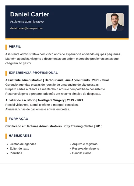 assistente administrativo - Dois tons Modelo