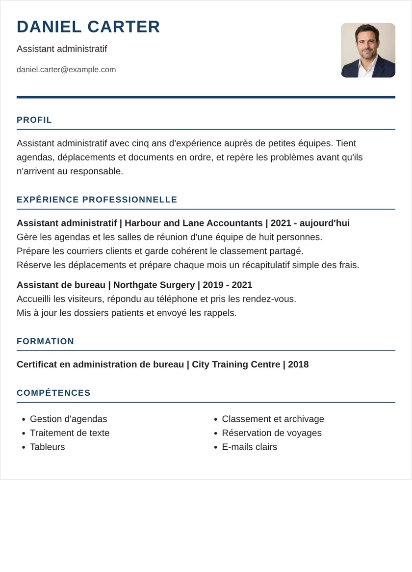 assistant administratif - Exécutif Mise en page