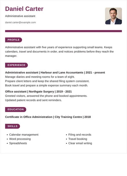 Administrative assistant - Ribbon Layout