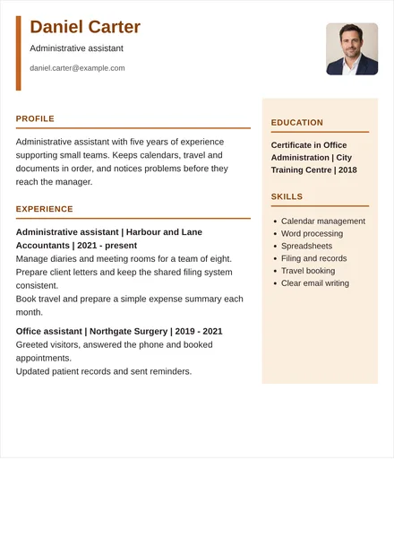 Administrative assistant - Right rail Layout