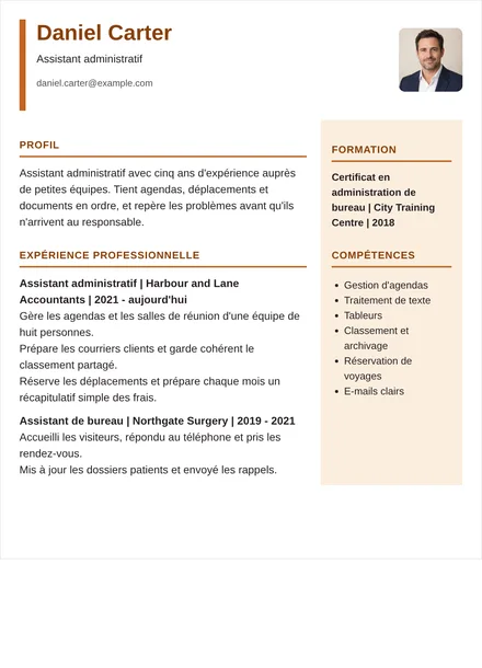 assistant administratif - Colonne droite Mise en page