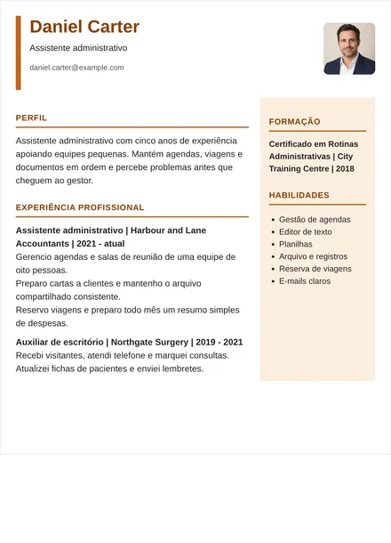 assistente administrativo - Coluna direita Modelo