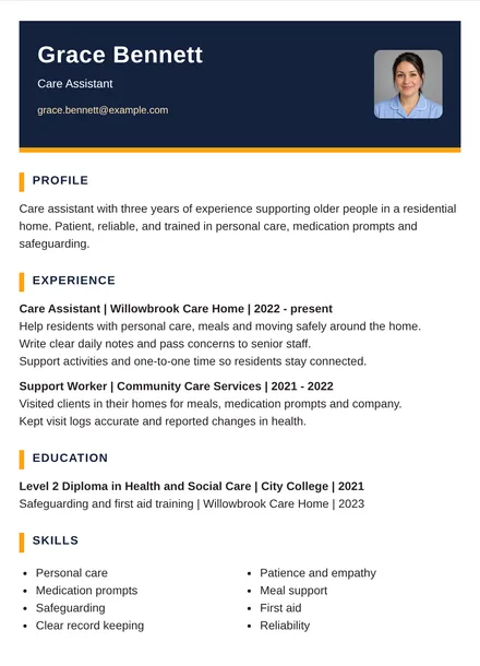 Care Assistant - Duo tone Layout