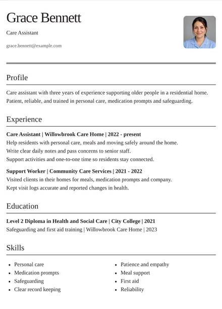 Care Assistant - Editorial Layout