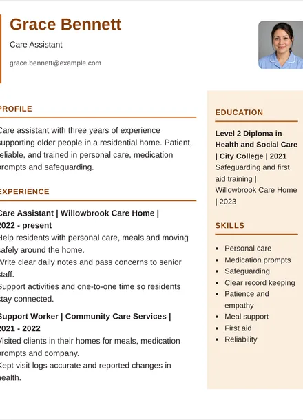 Care Assistant - Right rail Layout