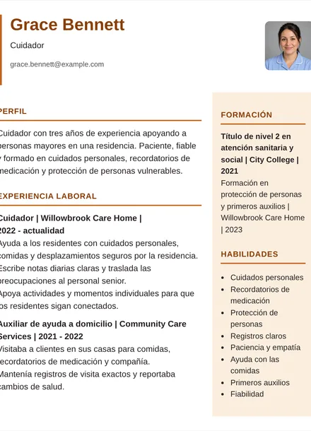 Cuidador - Columna derecha Diseño