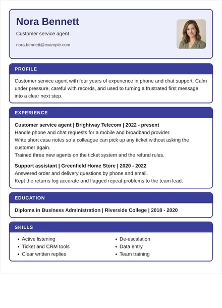 Customer service agent - Boxed Layout