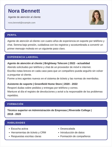 agente de atención al cliente - Marcos Diseño