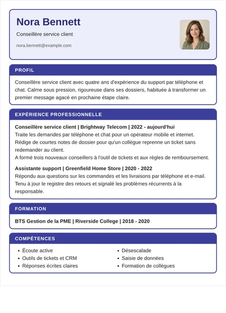 conseiller service client - Encadré Mise en page