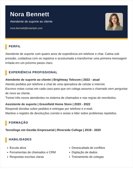 atendente de suporte - Dois tons Modelo