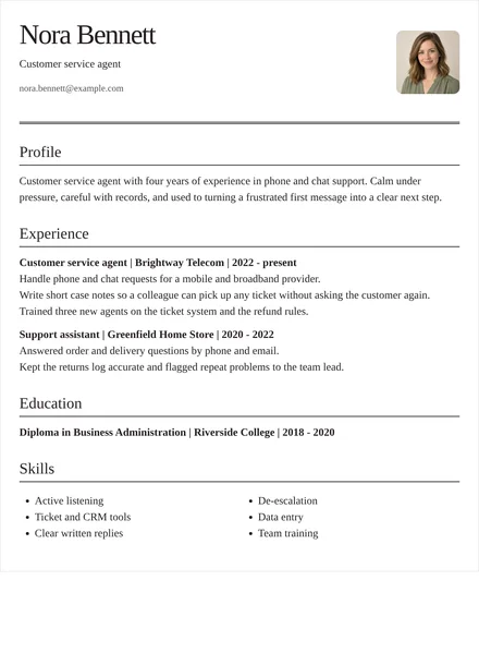 Customer service agent - Editorial Layout