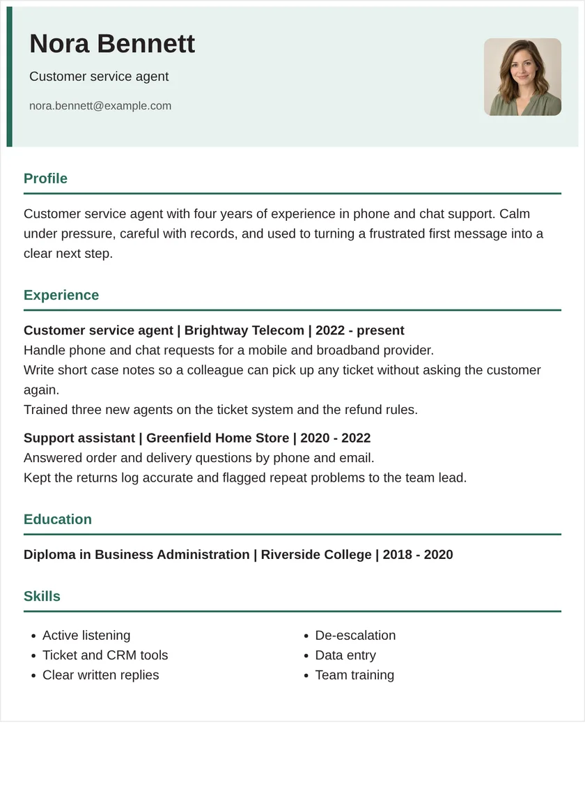 Customer service agent - Modern Layout