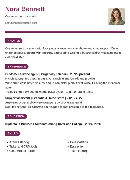 Customer service agent - Ribbon Layout