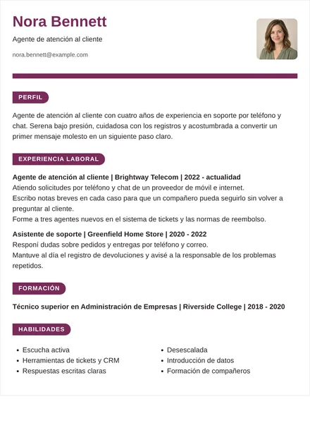 agente de atención al cliente - Cinta Diseño