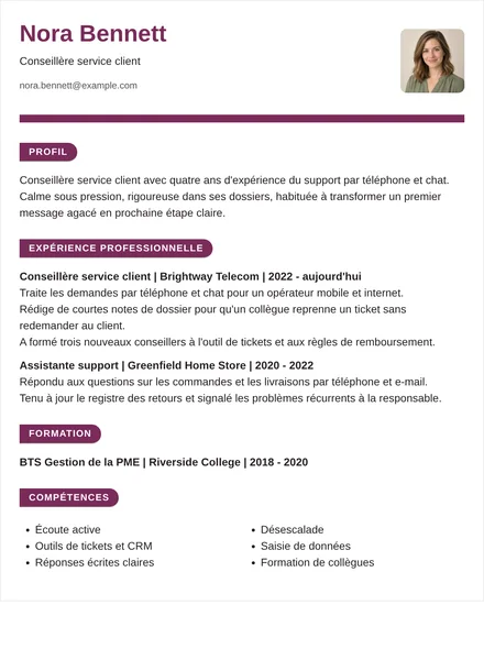 conseiller service client - Ruban Mise en page