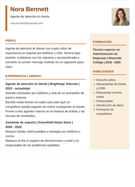 agente de atención al cliente - Columna derecha Diseño