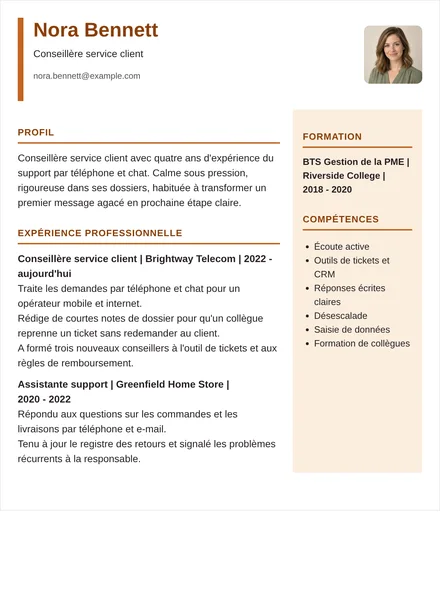 conseiller service client - Colonne droite Mise en page