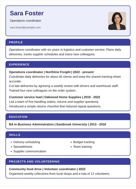 Operations coordinator - Boxed Layout