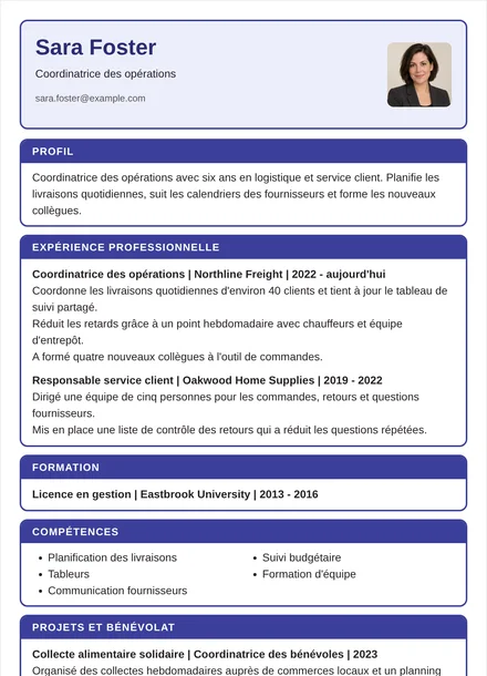 coordinateur des opérations - Encadré Mise en page