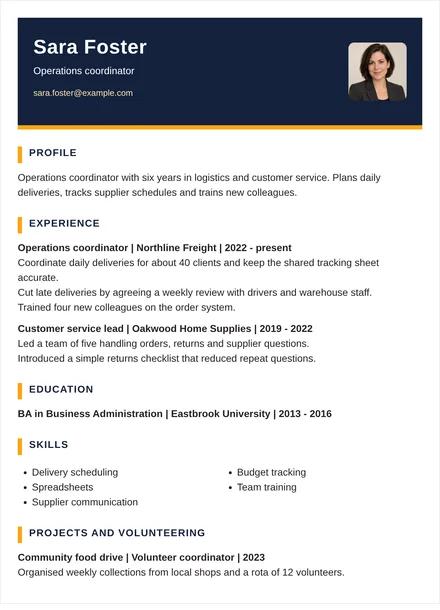 Operations coordinator - Duo tone Layout