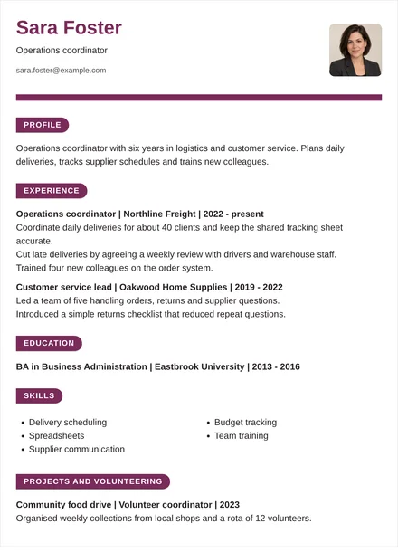 Operations coordinator - Ribbon Layout