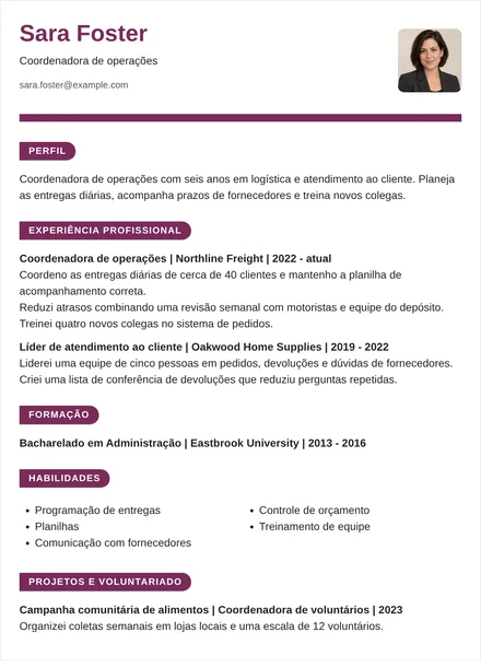 coordenador de operações - Fita Modelo