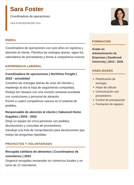 coordinador de operaciones - Columna derecha Diseño
