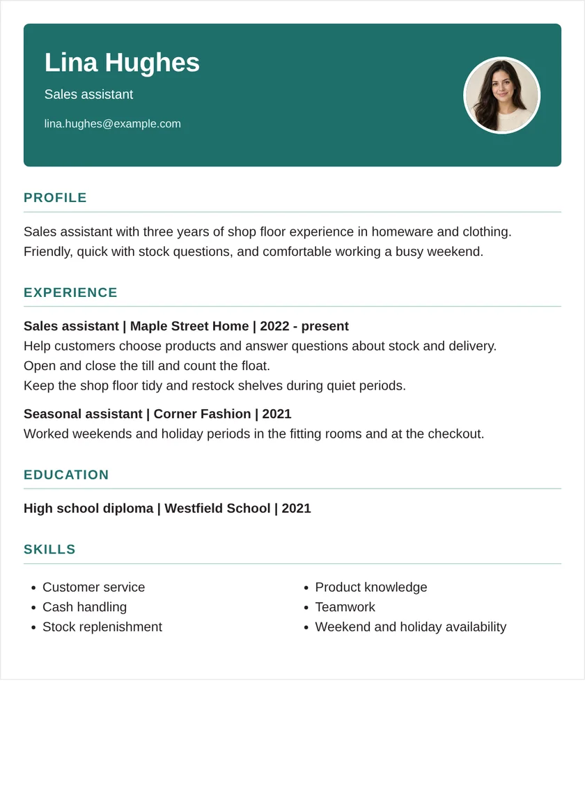 Retail sales assistant - Band Layout