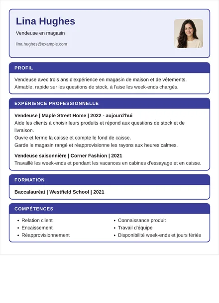 vendeur en magasin - Encadré Mise en page