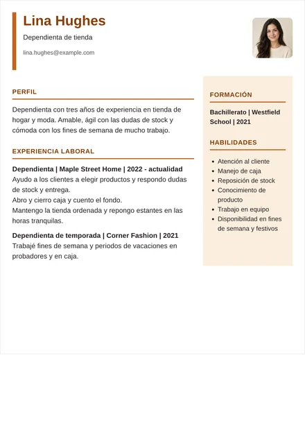 dependiente de tienda - Columna derecha Diseño