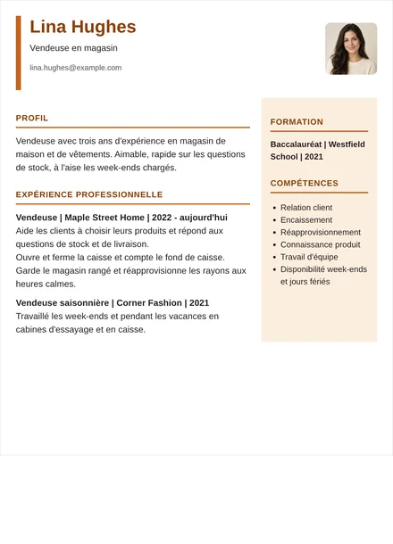 vendeur en magasin - Colonne droite Mise en page