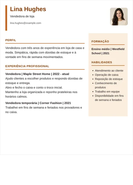 vendedor de loja - Coluna direita Modelo