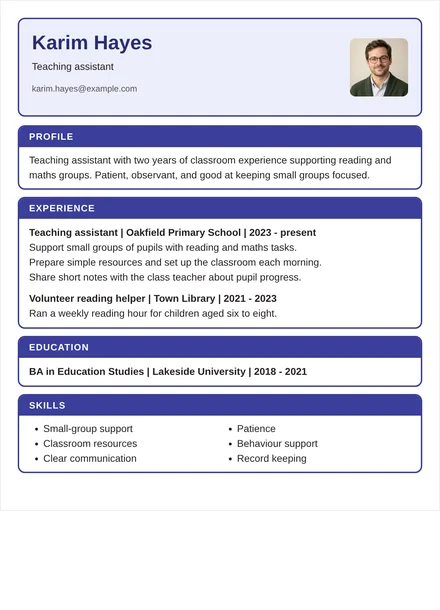 Teaching assistant - Boxed Layout