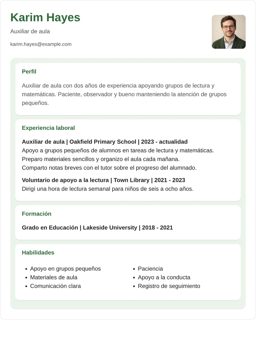 auxiliar de aula - Tarjetas Diseño