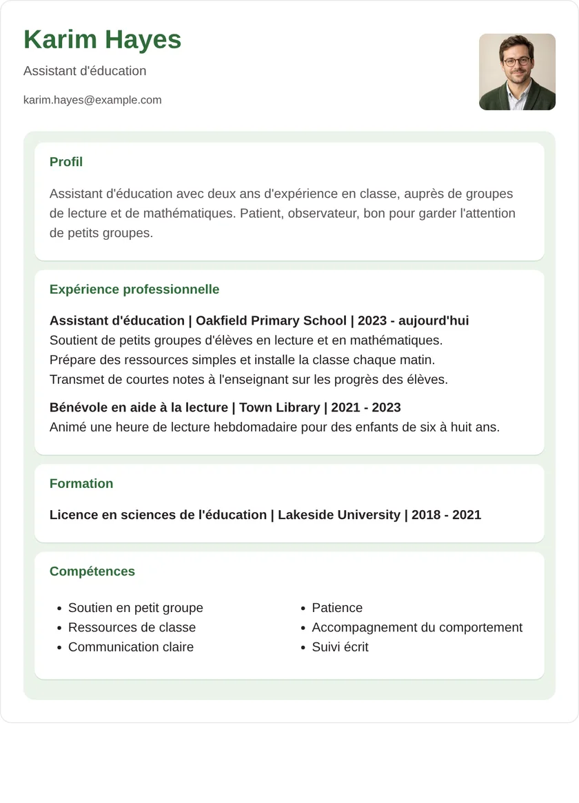 assistant d'éducation - Cartes Mise en page