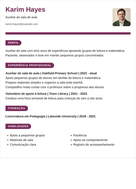 auxiliar de sala de aula - Fita Modelo