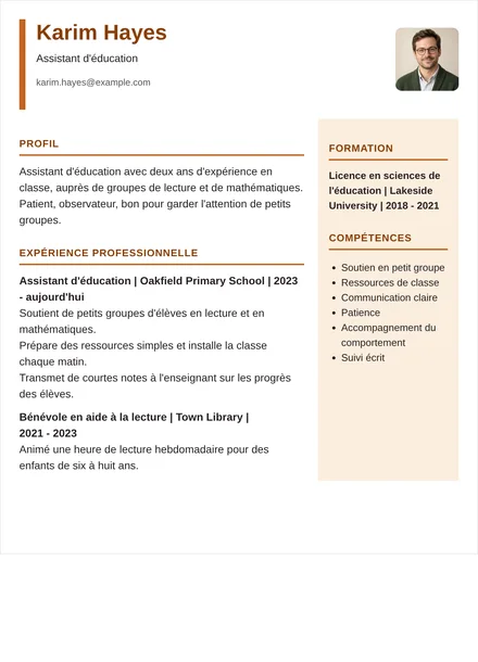 assistant d'éducation - Colonne droite Mise en page