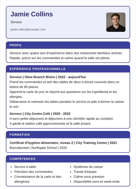 Serveur - Encadré Mise en page