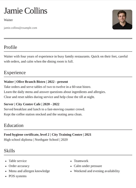 Waiter - Editorial Layout