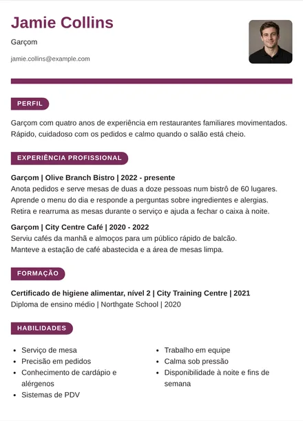 Garçom - Fita Modelo
