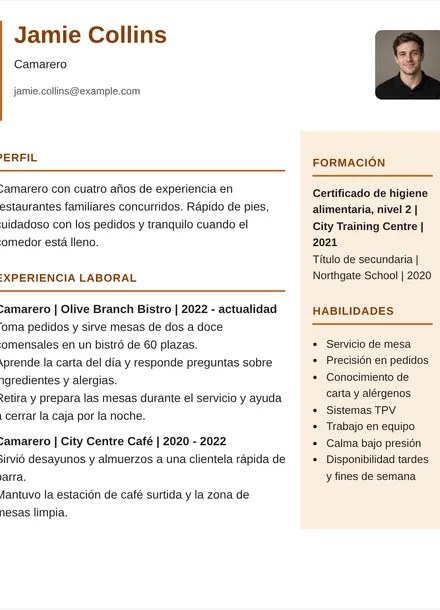 Camarero - Columna derecha Diseño