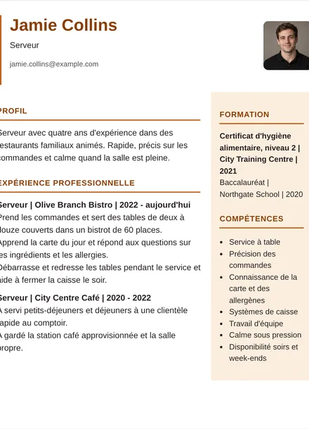 Serveur - Colonne droite Mise en page