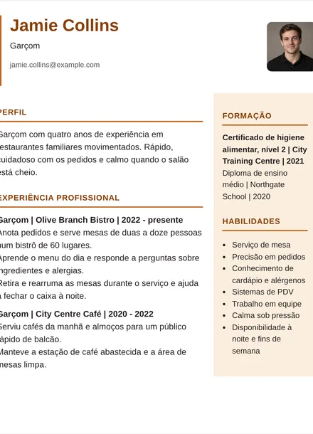 Garçom - Coluna direita Modelo
