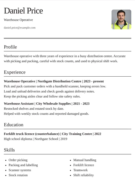 Warehouse Operative - Editorial Layout