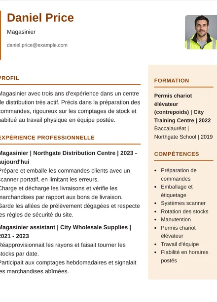 Magasinier - Colonne droite Mise en page