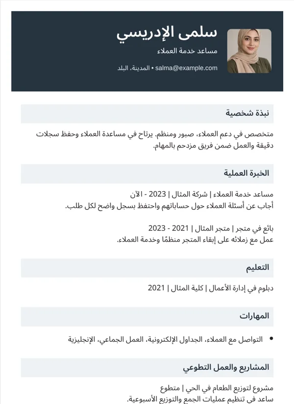 أردوازي تصميم سيرة ذاتية ببيانات نموذجية خيالية