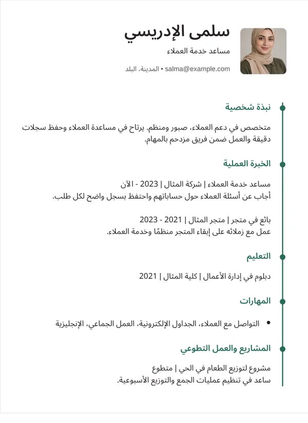 خط زمني تصميم سيرة ذاتية ببيانات نموذجية خيالية